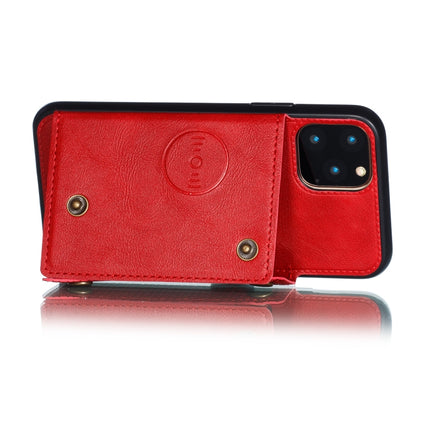 For iPhone 12 / 12 Pro Leather Protective Case with Holder & Card Slots(Red)-garmade.com