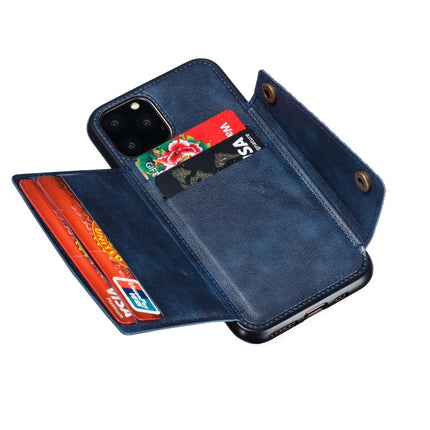 For iPhone 12 / 12 Pro Leather Protective Case with Holder & Card Slots(Blue)-garmade.com
