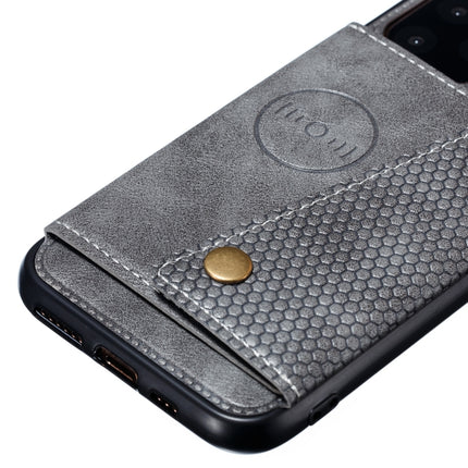 For iPhone 12 / 12 Pro Leather Protective Case with Holder & Card Slots(Grey)-garmade.com