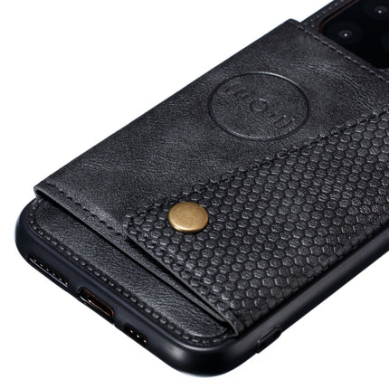 For iPhone 12 / 12 Pro Leather Protective Case with Holder & Card Slots(Black)-garmade.com