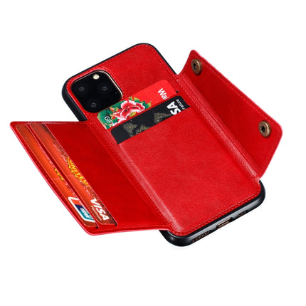 For iPhone 12 Pro Max Leather Protective Case with Holder & Card Slots(Red)-garmade.com