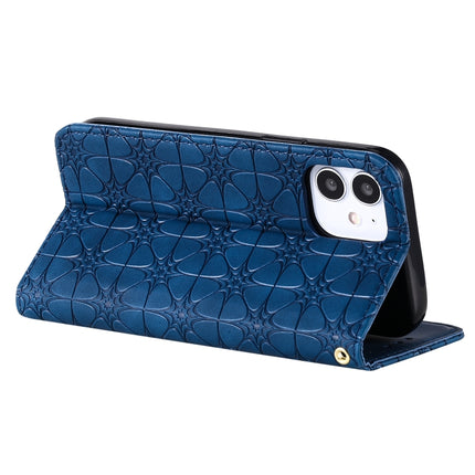 For iPhone 12 mini Lucky Flowers Embossing Pattern Magnetic Horizontal Flip Leather Case with Holder & Card Slots(Dark Blue)-garmade.com