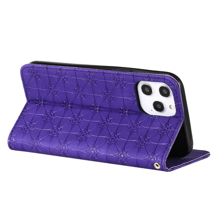 For iPhone 12 Pro Max Lucky Flowers Embossing Pattern Magnetic Horizontal Flip Leather Case with Holder & Card Slots(Purple)-garmade.com