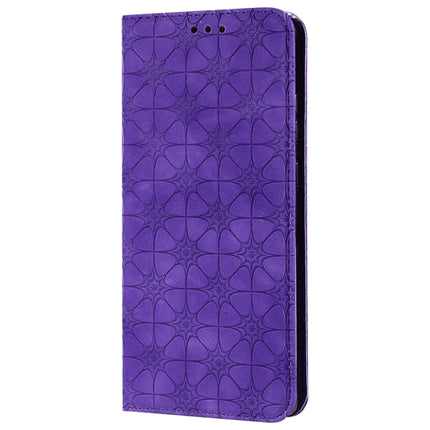 For Samsung Galaxy Note20 Lucky Flowers Embossing Pattern Magnetic Horizontal Flip Leather Case with Holder & Card Slots(Purple)-garmade.com