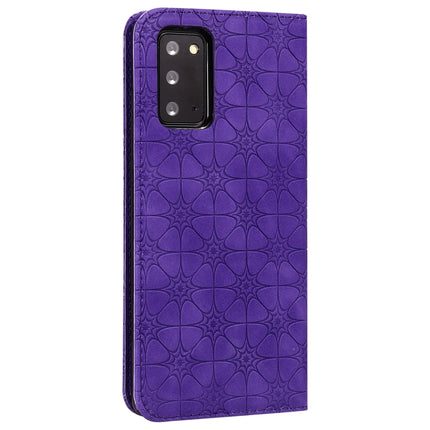 For Samsung Galaxy Note20 Lucky Flowers Embossing Pattern Magnetic Horizontal Flip Leather Case with Holder & Card Slots(Purple)-garmade.com