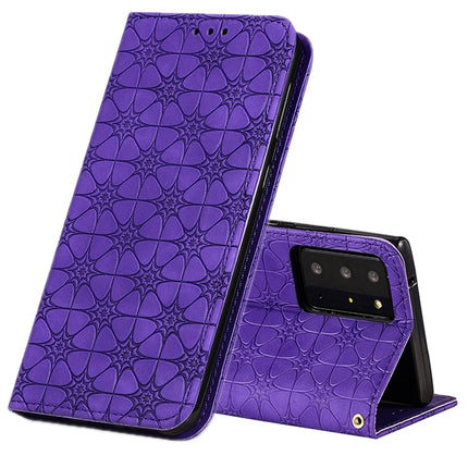 For Samsung Galaxy Note20 Ultra Lucky Flowers Embossing Pattern Magnetic Horizontal Flip Leather Case with Holder & Card Slots(Purple)-garmade.com