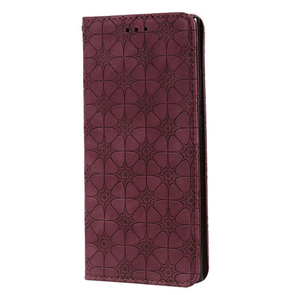 For Samsung Galaxy Note20 Ultra Lucky Flowers Embossing Pattern Magnetic Horizontal Flip Leather Case with Holder & Card Slots(Wine Red)-garmade.com