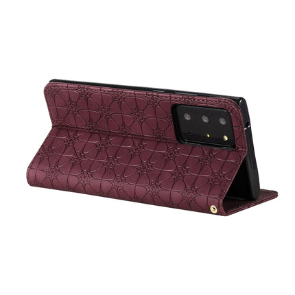For Samsung Galaxy Note20 Ultra Lucky Flowers Embossing Pattern Magnetic Horizontal Flip Leather Case with Holder & Card Slots(Wine Red)-garmade.com
