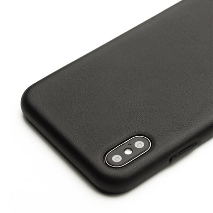 For iPhone XS Max QIALINO Shockproof Cowhide Leather Protective Case(Black)-garmade.com
