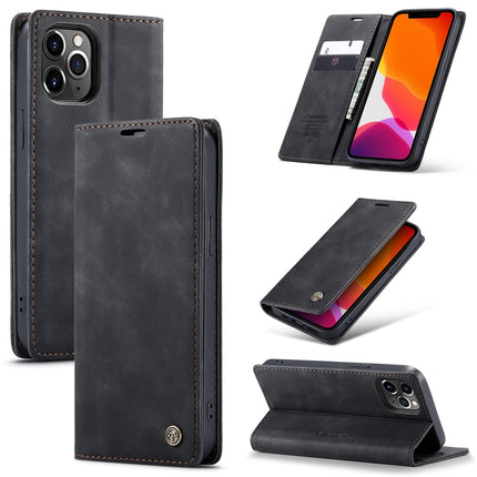 For iPhone 12 Pro Max CaseMe-013 Multifunctional Retro Frosted Horizontal Flip Leather Case with Card Slot & Holder & Wallet(Black)-garmade.com