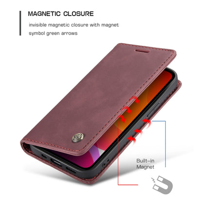 For iPhone 12 Pro Max CaseMe-013 Multifunctional Retro Frosted Horizontal Flip Leather Case with Card Slot & Holder & Wallet(Wine Red)-garmade.com