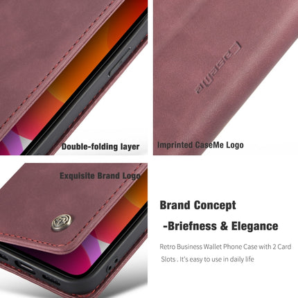 For iPhone 12 Pro Max CaseMe-013 Multifunctional Retro Frosted Horizontal Flip Leather Case with Card Slot & Holder & Wallet(Wine Red)-garmade.com