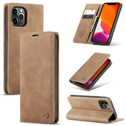 For iPhone 12 Pro Max CaseMe-013 Multifunctional Retro Frosted Horizontal Flip Leather Case with Card Slot & Holder & Wallet(Brown)-garmade.com