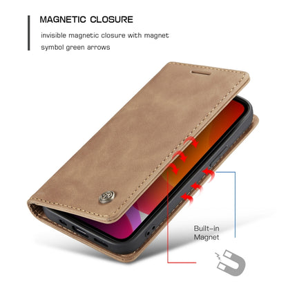 For iPhone 12 Pro Max CaseMe-013 Multifunctional Retro Frosted Horizontal Flip Leather Case with Card Slot & Holder & Wallet(Brown)-garmade.com