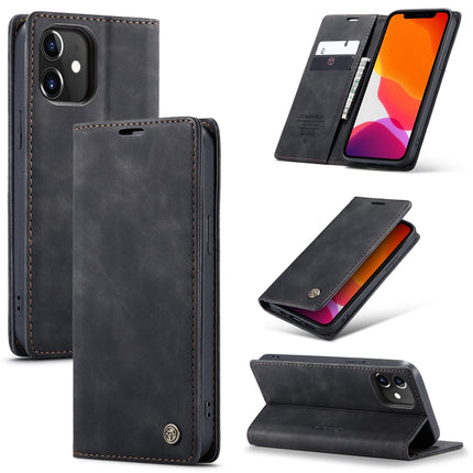For iPhone 12 / 12 Pro CaseMe-013 Multifunctional Retro Frosted Horizontal Flip Leather Case with Card Slot & Holder & Wallet(Black)-garmade.com
