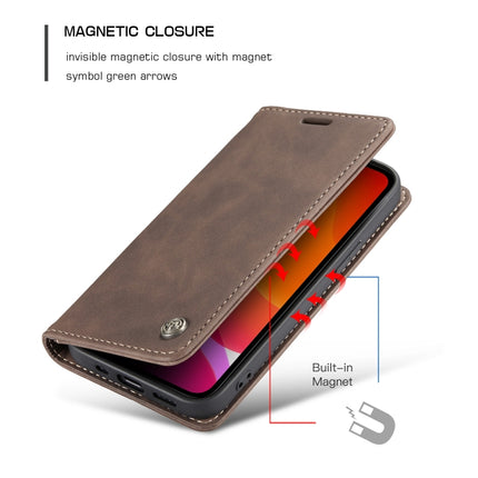 For iPhone 12 / 12 Pro CaseMe-013 Multifunctional Retro Frosted Horizontal Flip Leather Case with Card Slot & Holder & Wallet(Coffee)-garmade.com