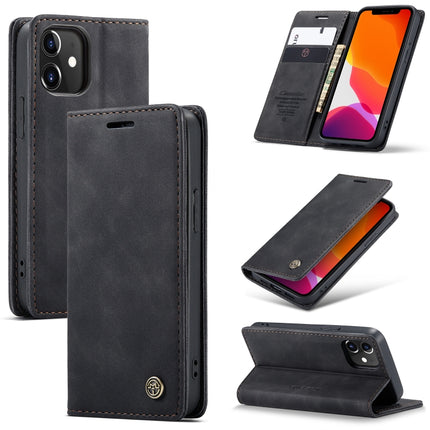 For iPhone 12 mini CaseMe-013 Multifunctional Retro Frosted Horizontal Flip Leather Case with Card Slot & Holder & Wallet(Black)-garmade.com