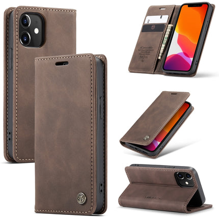For iPhone 12 mini CaseMe-013 Multifunctional Retro Frosted Horizontal Flip Leather Case with Card Slot & Holder & Wallet(Coffee)-garmade.com