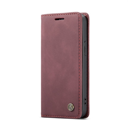 For iPhone 12 mini CaseMe-013 Multifunctional Retro Frosted Horizontal Flip Leather Case with Card Slot & Holder & Wallet(Wine Red)-garmade.com