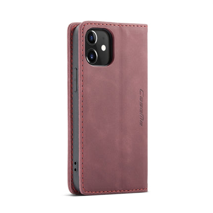 For iPhone 12 mini CaseMe-013 Multifunctional Retro Frosted Horizontal Flip Leather Case with Card Slot & Holder & Wallet(Wine Red)-garmade.com