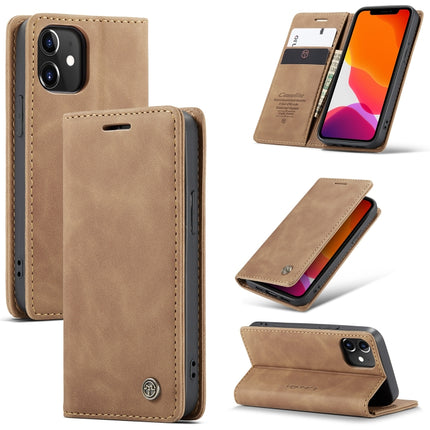 For iPhone 12 mini CaseMe-013 Multifunctional Retro Frosted Horizontal Flip Leather Case with Card Slot & Holder & Wallet(Brown)-garmade.com