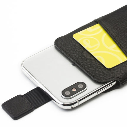 For iPhone XS / X QIALINO Nappa Texture Top-grain Leather Liner Bag with Card Slots(Black)-garmade.com