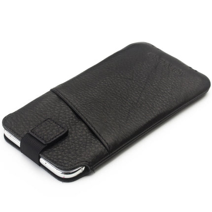 For iPhone XS / X QIALINO Nappa Texture Top-grain Leather Liner Bag with Card Slots(Black)-garmade.com
