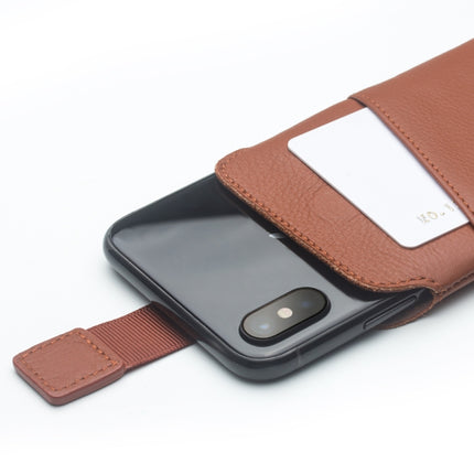 For iPhone XS / X QIALINO Nappa Texture Top-grain Leather Liner Bag with Card Slots(Brown)-garmade.com