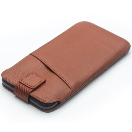 For iPhone XS / X QIALINO Nappa Texture Top-grain Leather Liner Bag with Card Slots(Brown)-garmade.com