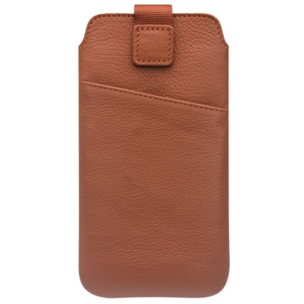 For iPhone XS Max QIALINO Nappa Texture Top-grain Leather Liner Bag with Card Slots(Brown)-garmade.com