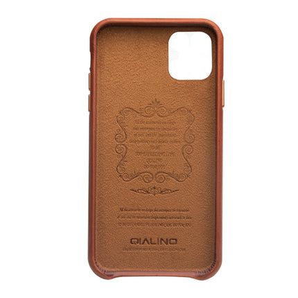 For iPhone 11 Pro QIALINO Shockproof Cowhide Leather Protective Case(Light Brown)-garmade.com
