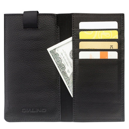 For iPhone XS / X QIALINO Nappa Texture Top-grain Leather Horizontal Flip Wallet Case with Card Slots(Black)-garmade.com
