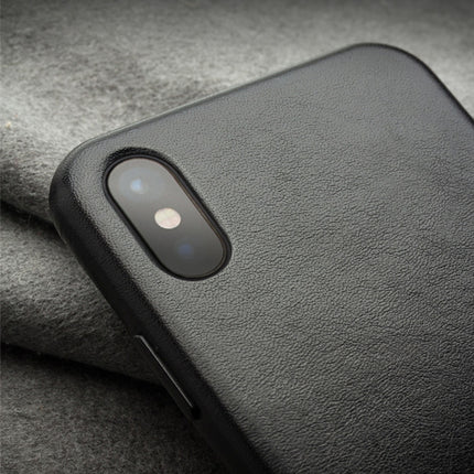 For iPhone X / XS QIALINO Shockproof Kangaroo Skin Leather Protective Case(Black)-garmade.com