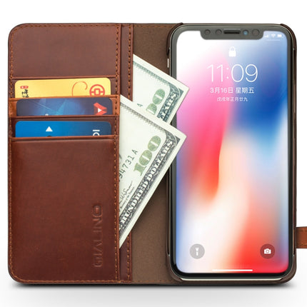 For iPhone XS / X QIALINO Crazy Horse Business Horizontal Flip Leather Case with Holder & Card Slots, Style:With Buckle(Brown)-garmade.com