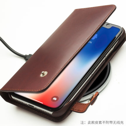 For iPhone XS / X QIALINO Crazy Horse Business Horizontal Flip Leather Case with Holder & Card Slots, Style:With Buckle(Brown)-garmade.com