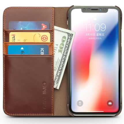 For iPhone XS / X QIALINO Crazy Horse Business Horizontal Flip Leather Case with Holder & Card Slots, Style:Without Buckle(Brown)-garmade.com