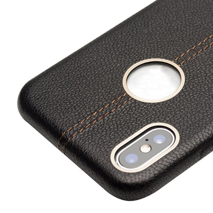 For iPhone X / XS QIALINO Deerskin Texture Cowhide Leather Protective Case(Brown)-garmade.com