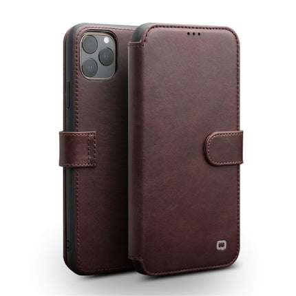 For iPhone 11 Pro QIALINO Business Magnetic Buckle Horizontal Flip Leather Case with Card Slots(Dark Brown)-garmade.com
