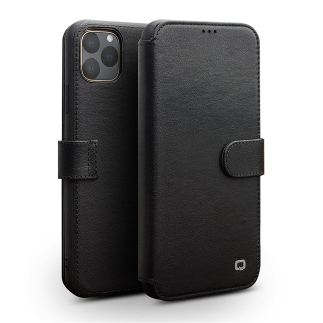 For iPhone 11 Pro Max QIALINO Business Magnetic Buckle Horizontal Flip Leather Case with Card Slots(Black)-garmade.com