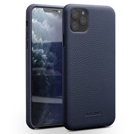 For iPhone 11 Pro QIALINO Shockproof Top-grain Leather Protective Case(Royal Blue)-garmade.com