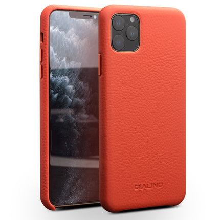 For iPhone 11 Pro QIALINO Shockproof Top-grain Leather Protective Case(Orange)-garmade.com