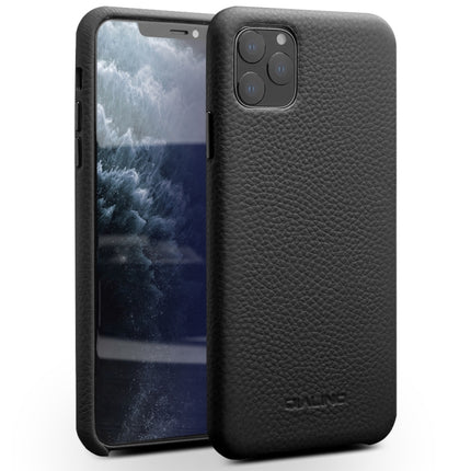 For iPhone 11 Pro QIALINO Shockproof Top-grain Leather Protective Case(Black)-garmade.com