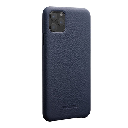 For iPhone 11 Pro Max QIALINO Shockproof Top-grain Leather Protective Case(Royal Blue)-garmade.com