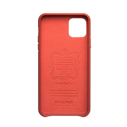 For iPhone 11 Pro Max QIALINO Shockproof Top-grain Leather Protective Case(Orange)-garmade.com