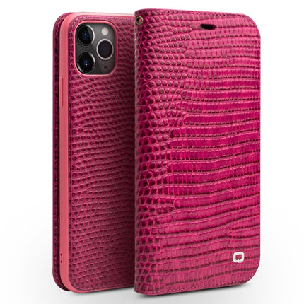 For iPhone 11 Pro QIALINO Crocodile Texture Horizontal Flip Leather Case with Wallet & Card Slots(Rose Red)-garmade.com