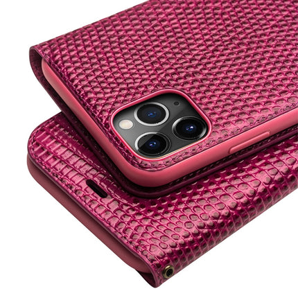 For iPhone 11 Pro Max QIALINO Crocodile Texture Horizontal Flip Leather Case with Wallet & Card Slots(Rose Red)-garmade.com