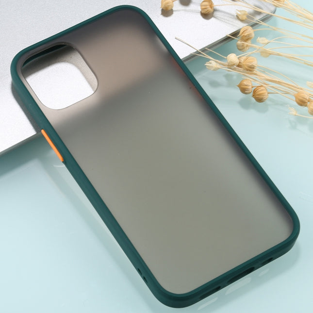 For iPhone 12 mini Skin Feel Series Shockproof Frosted TPU + PC Protective Case(Dark Green)-garmade.com