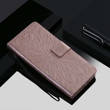 For iPhone 12 mini Pressed Printing Sunflower Pattern Horizontal Flip PU Leather Case Holder & Card Slots & Wallet & Lanyard(Rose Gold)-garmade.com