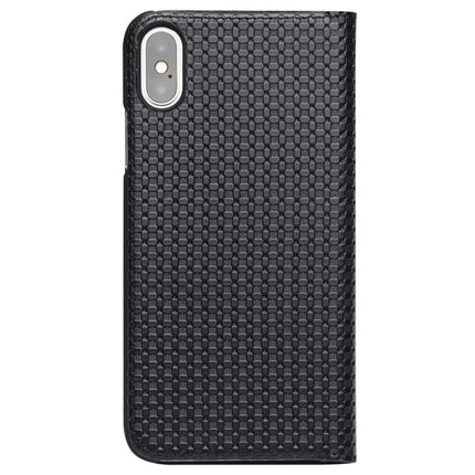 For iPhone XS / X QIALINO Grid Texture Horizontal Flip Leather Case with Smart View Window & Sleep / Wake-up Function(Black)-garmade.com