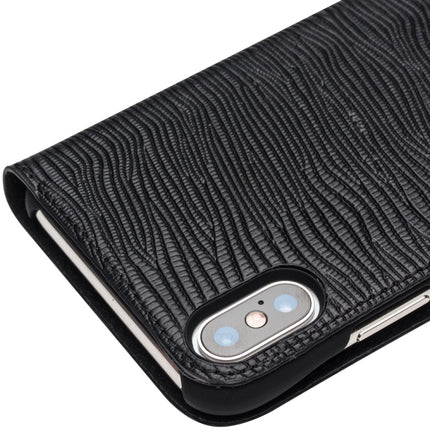 For iPhone XS / X QIALINO Lizard Texture Horizontal Flip Leather Case with Smart View Window & Sleep / Wake-up Function(Black)-garmade.com